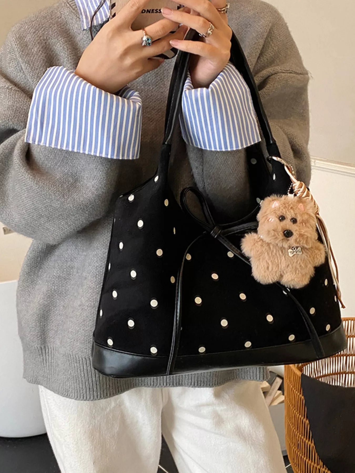 Polka Dot Bow Shoulder Bag