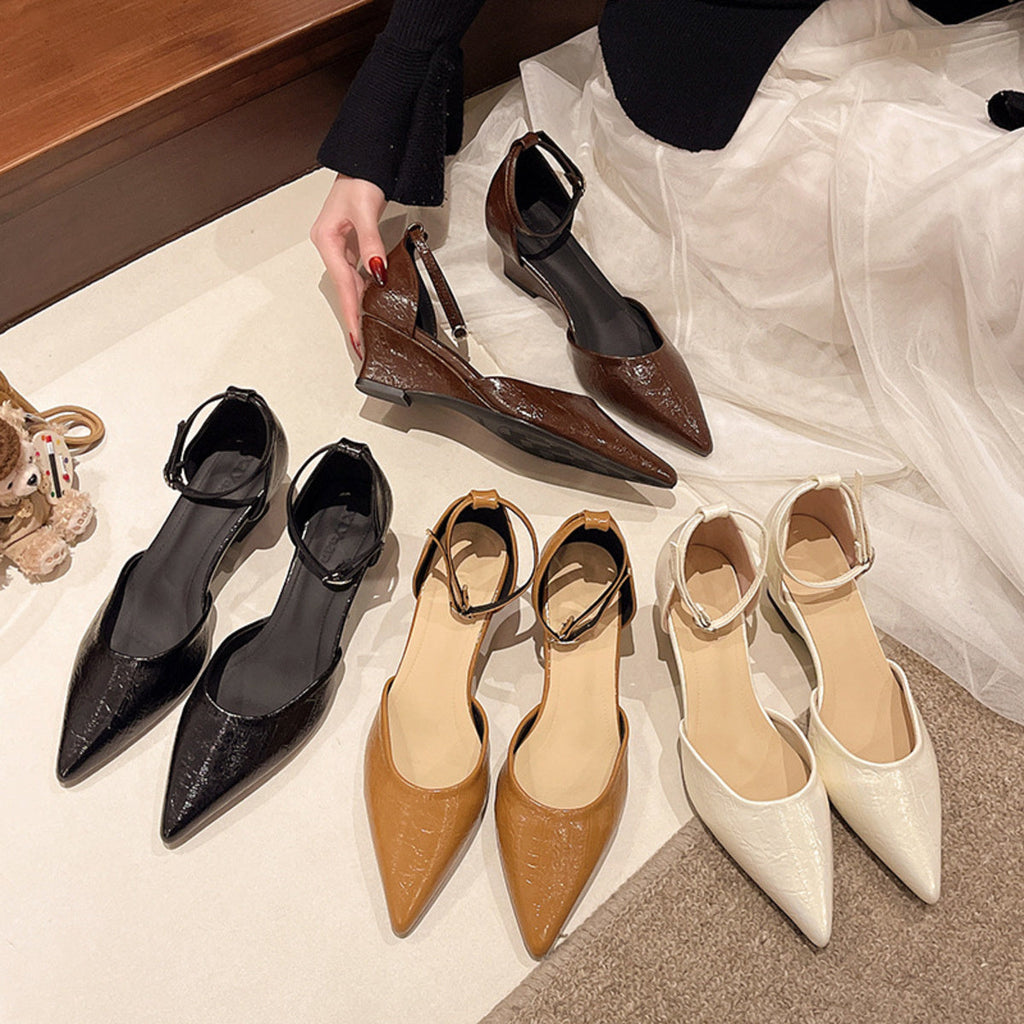 Pointed-Toe Ankle Strap Pumps