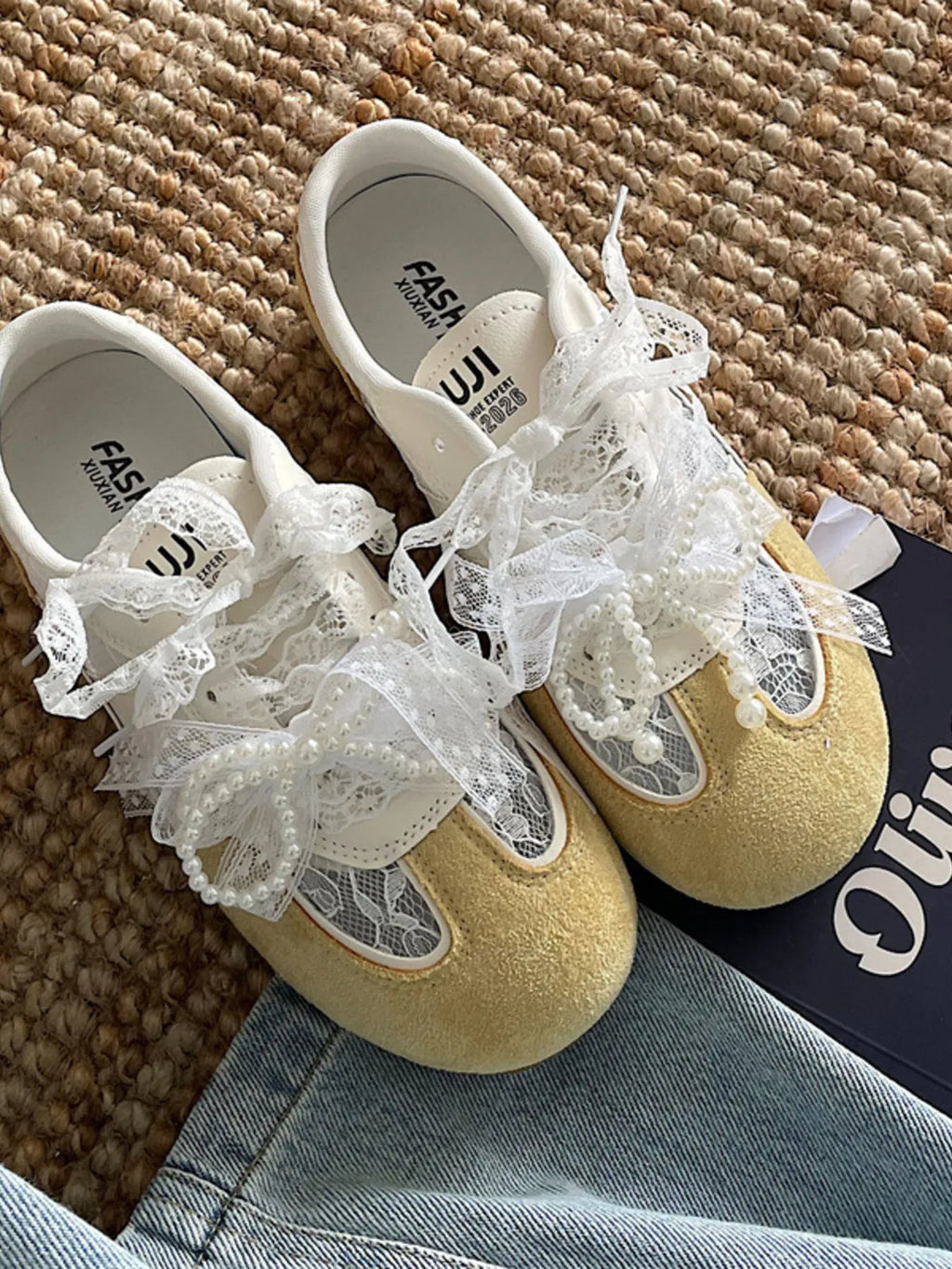 Vintage Lace Ribbon Sneakers