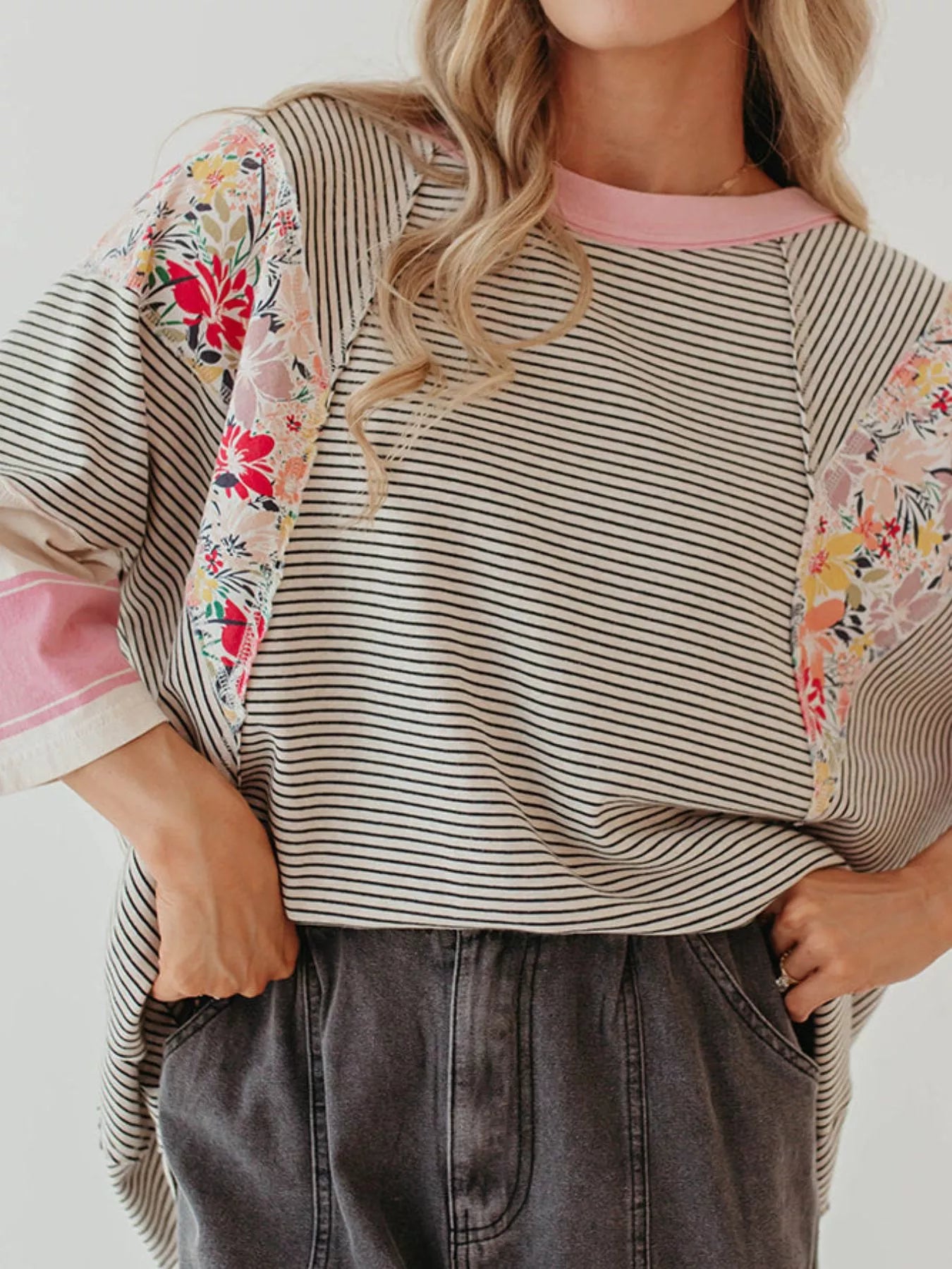 Striped Floral Long Sleeve T-Shirt