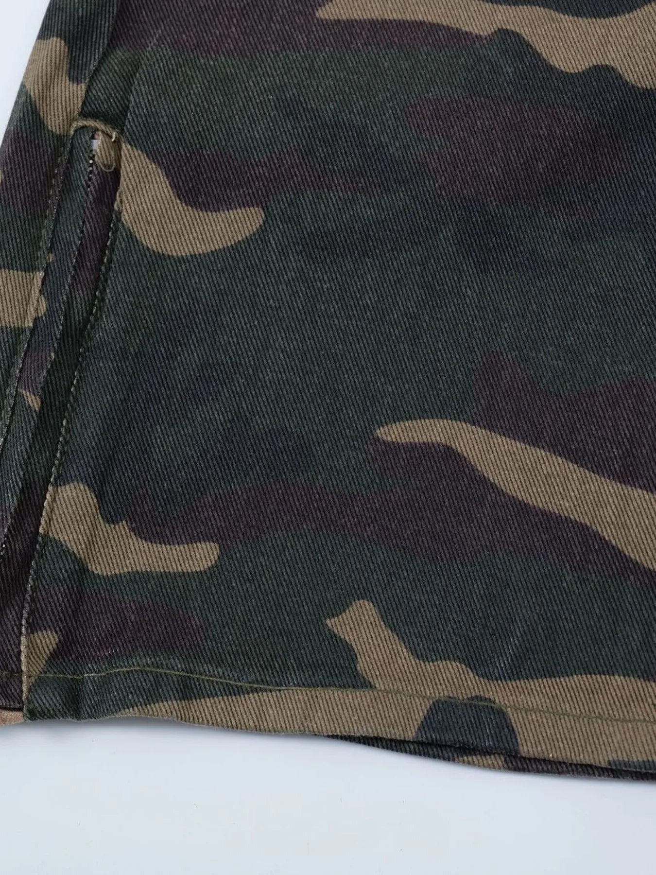 Men's Camouflage Bootcut Jeans with Seam Detail
