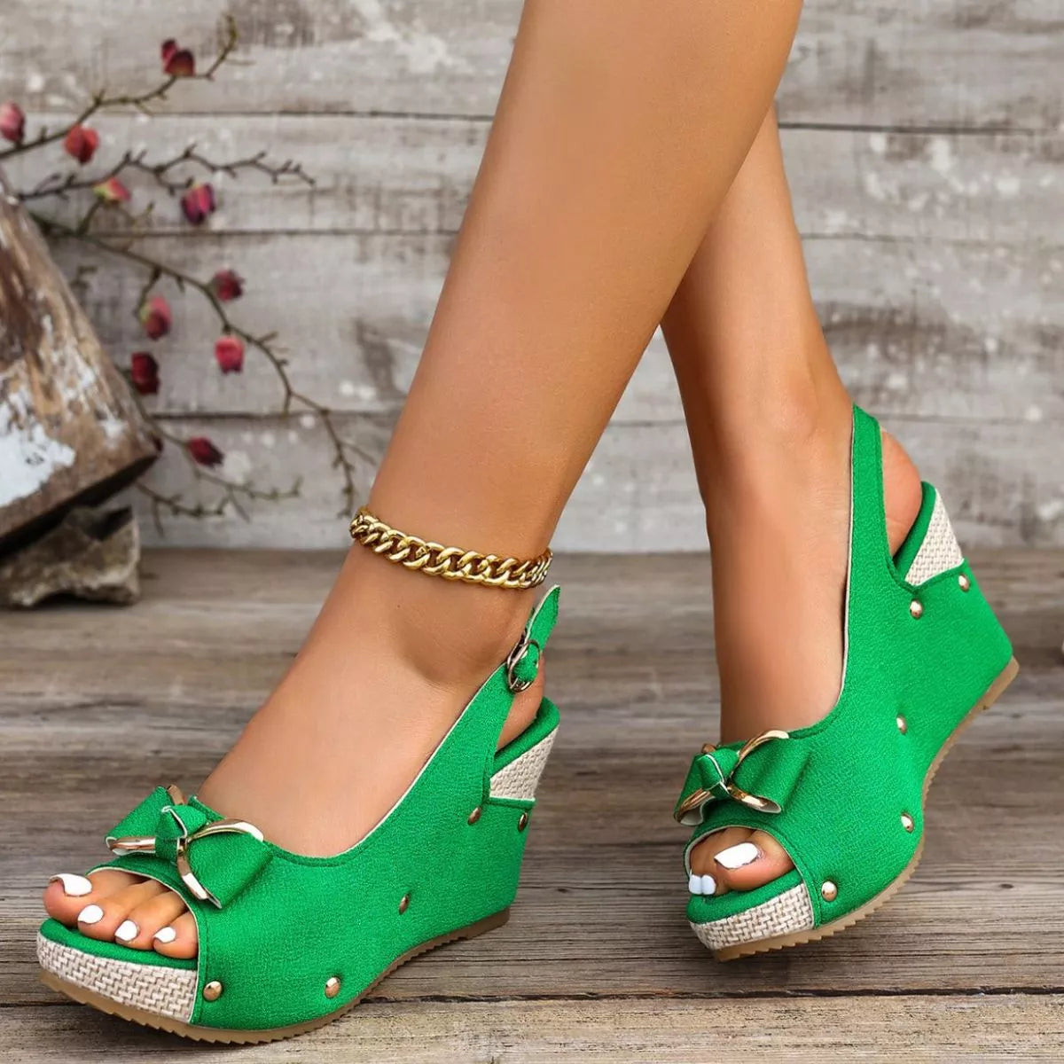 Peep Toe Wedge Sandals