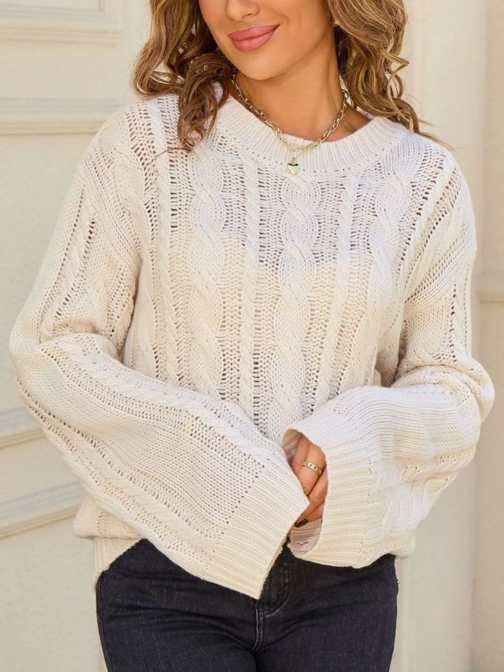 Cable Knit Long Sleeve Sweater