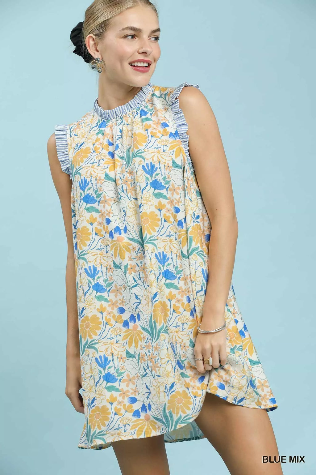 Umgee Floral Print Babydoll Dress