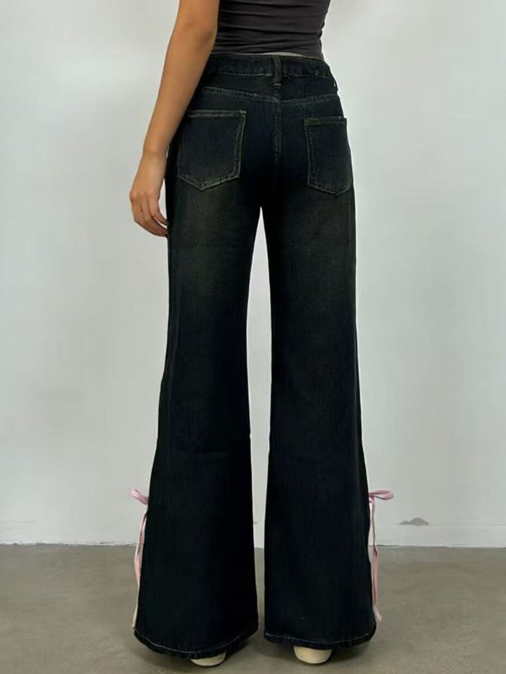 Ribbon Detail Flare Jeans