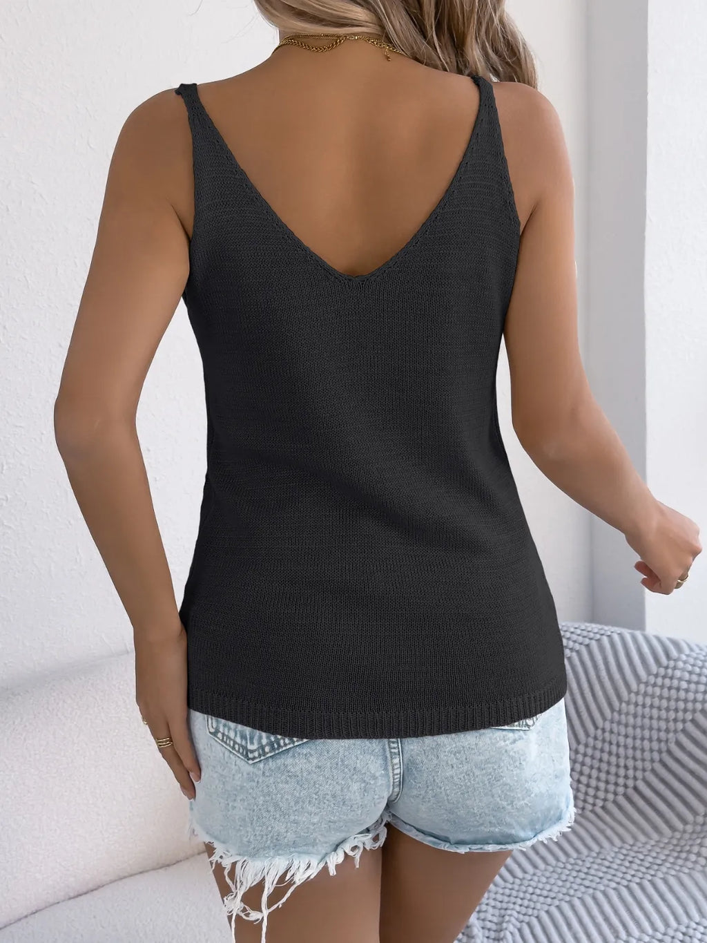 Cable-Knit Button Down V-Neck Sweater Vest