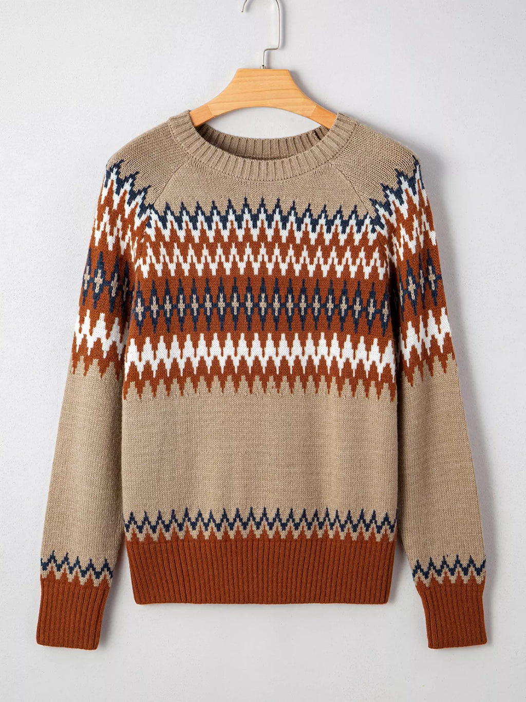 Color Block Crew Neck Sweater