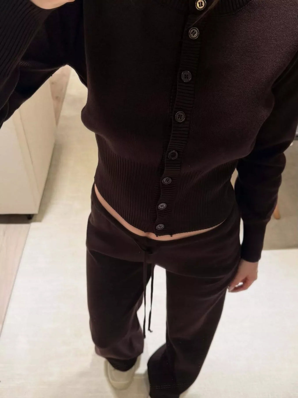 Button Up Cardigan and Pants Knit Set