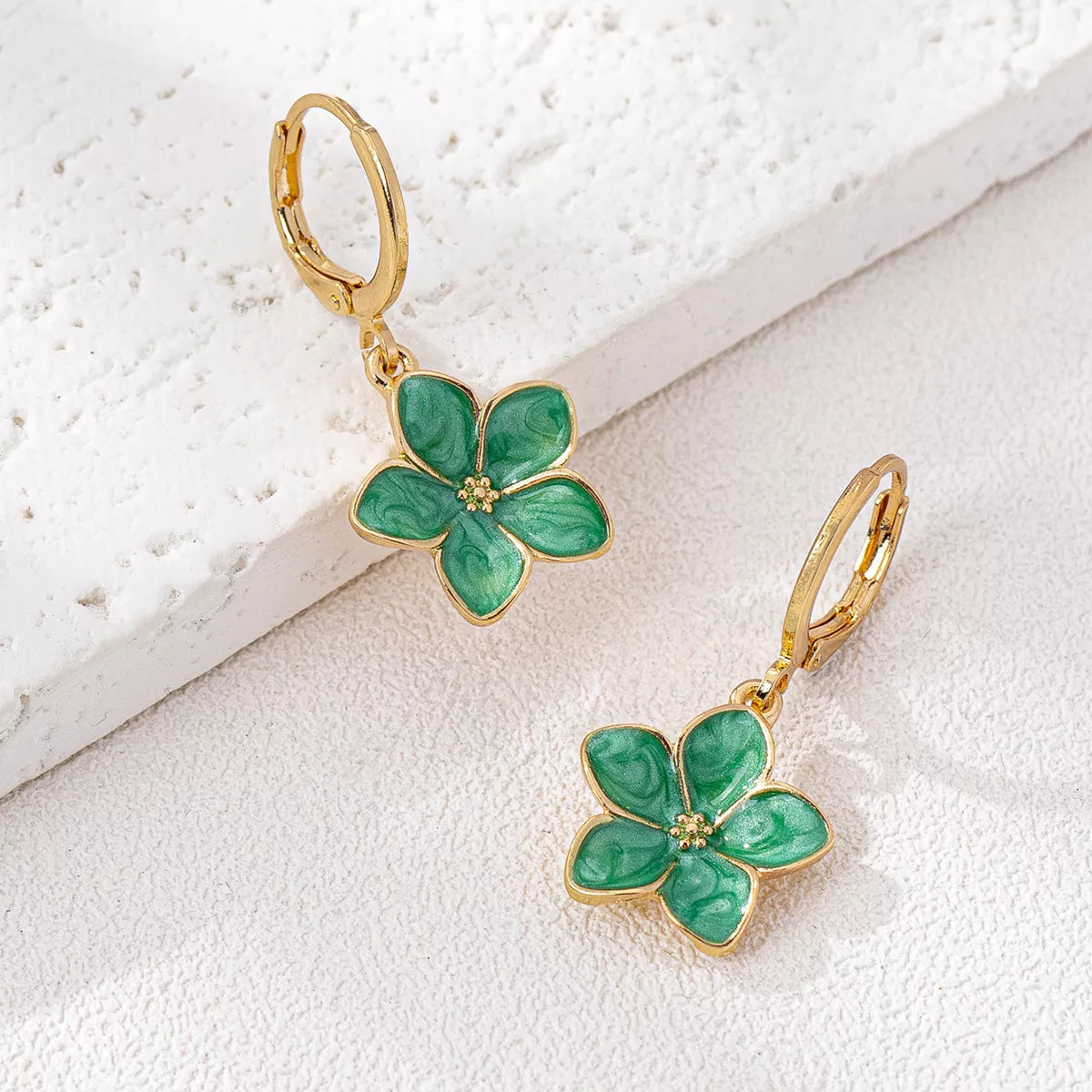 4 Piece Colorful Flower Drop Earrings