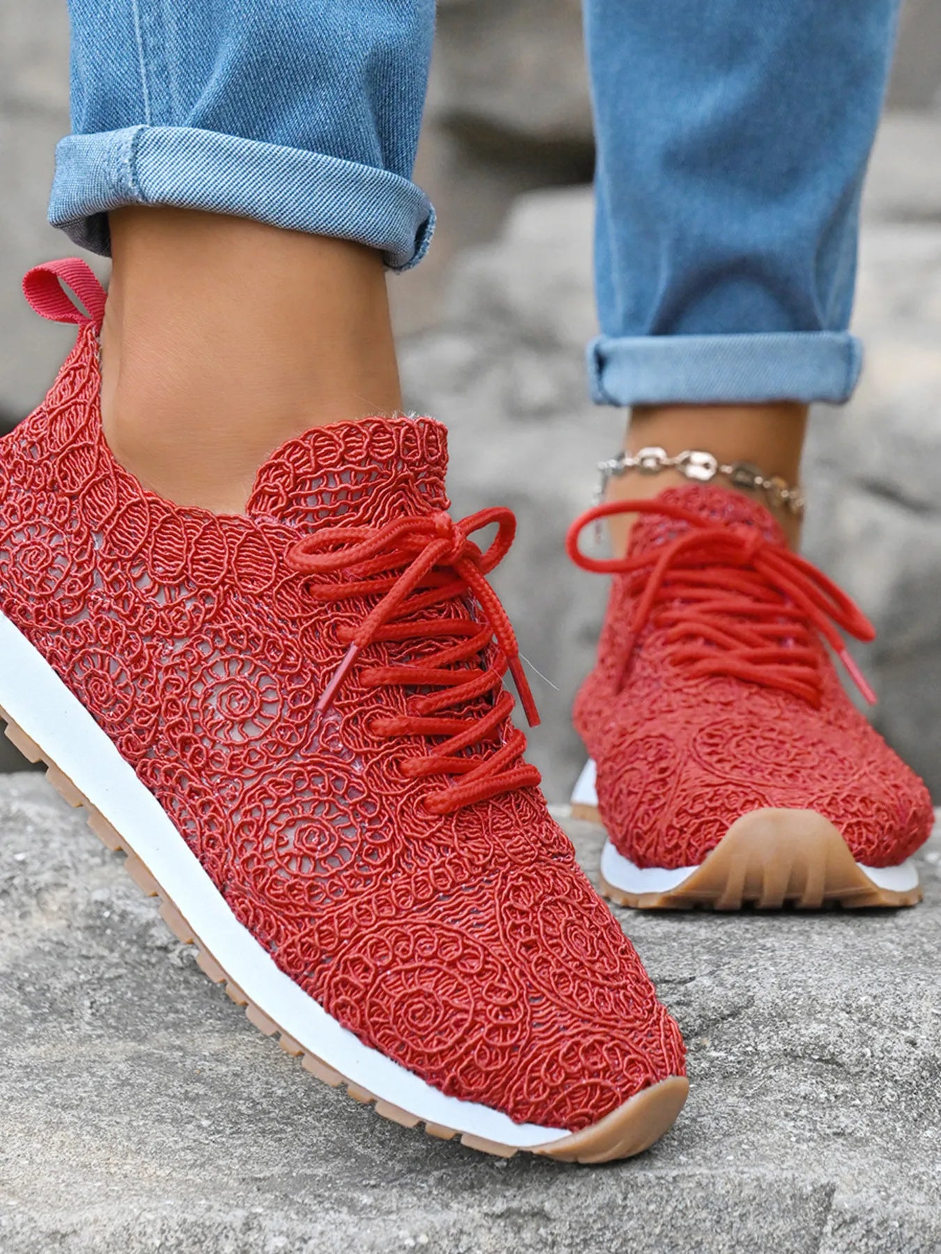 Mesh Lace Up Sneakers