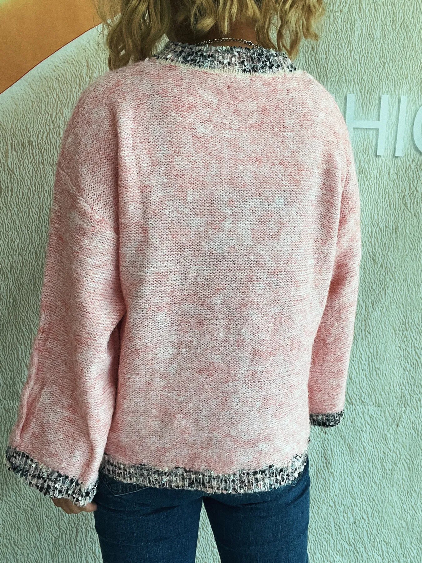 Contrast Trim Detail Round Neck Sweater