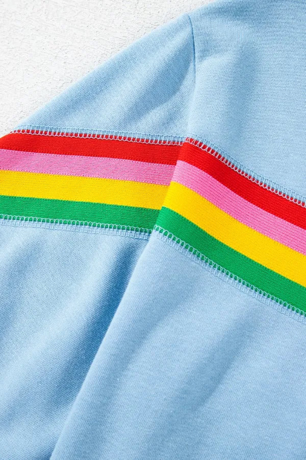 Rainbow Collared Short Sleeve Top and Shorts Set