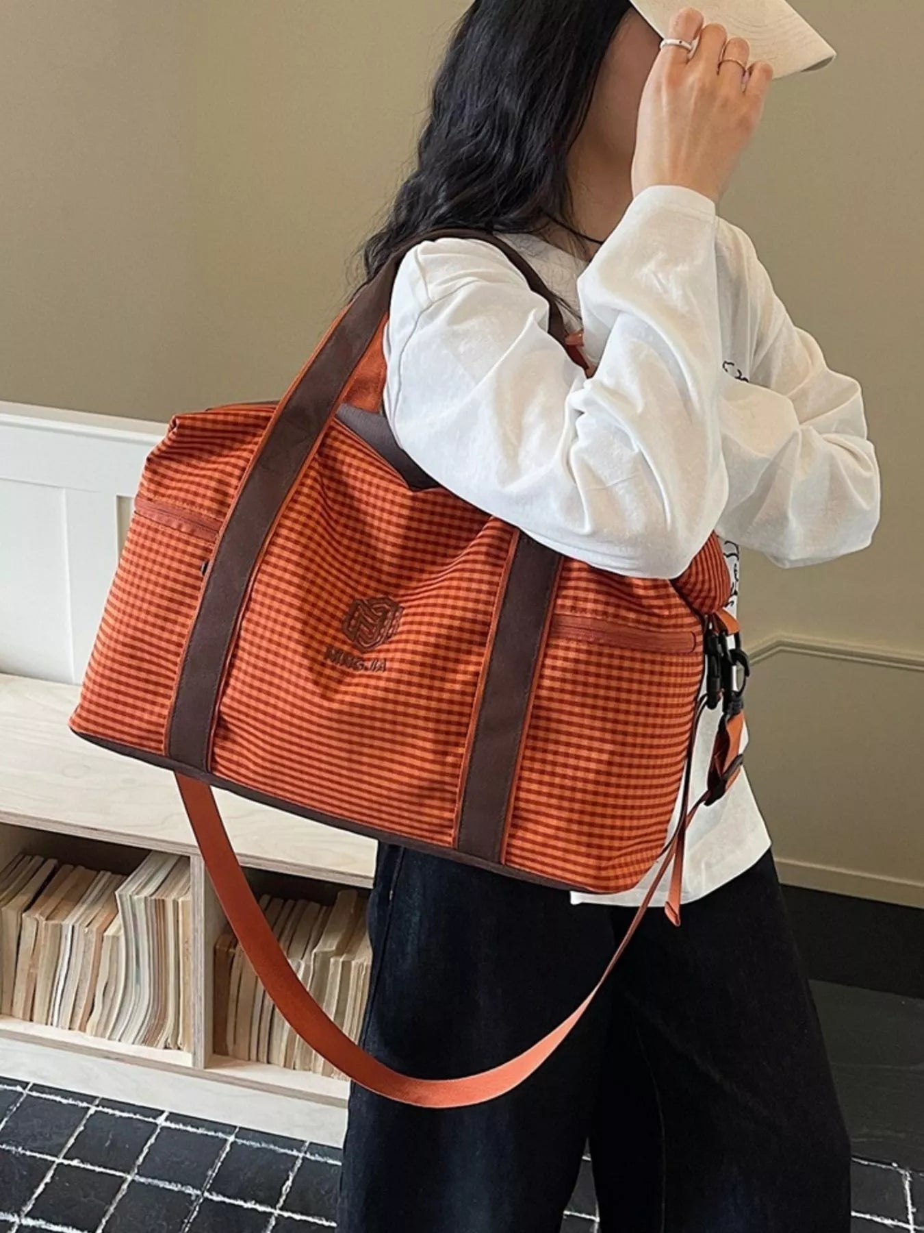 Plaid Oxford Cloth Travel Bag