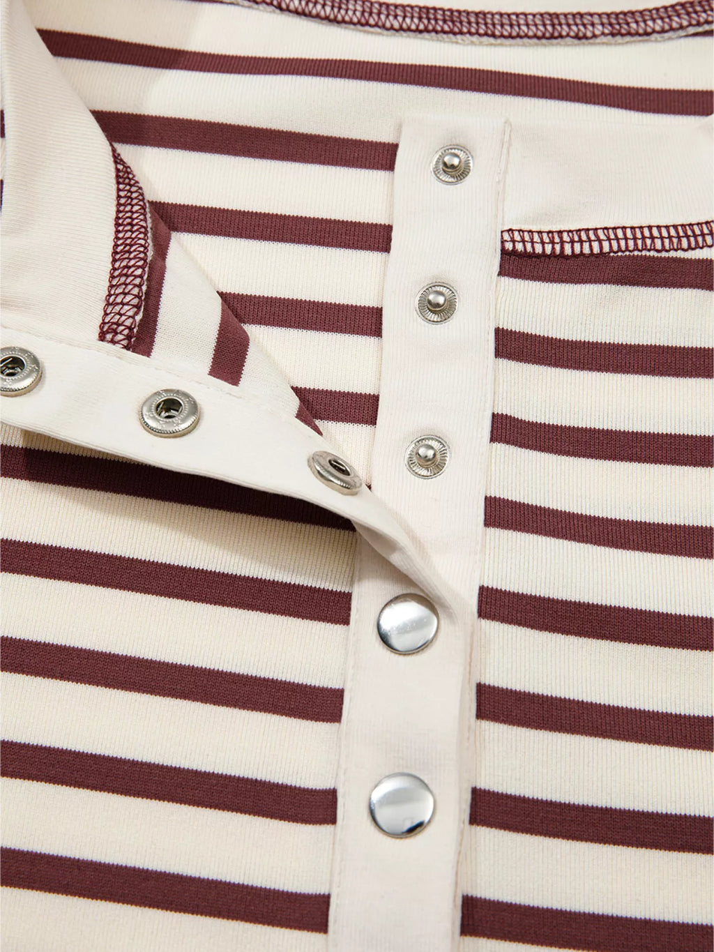 Striped Drop Shoulder Long Sleeve Henley Top
