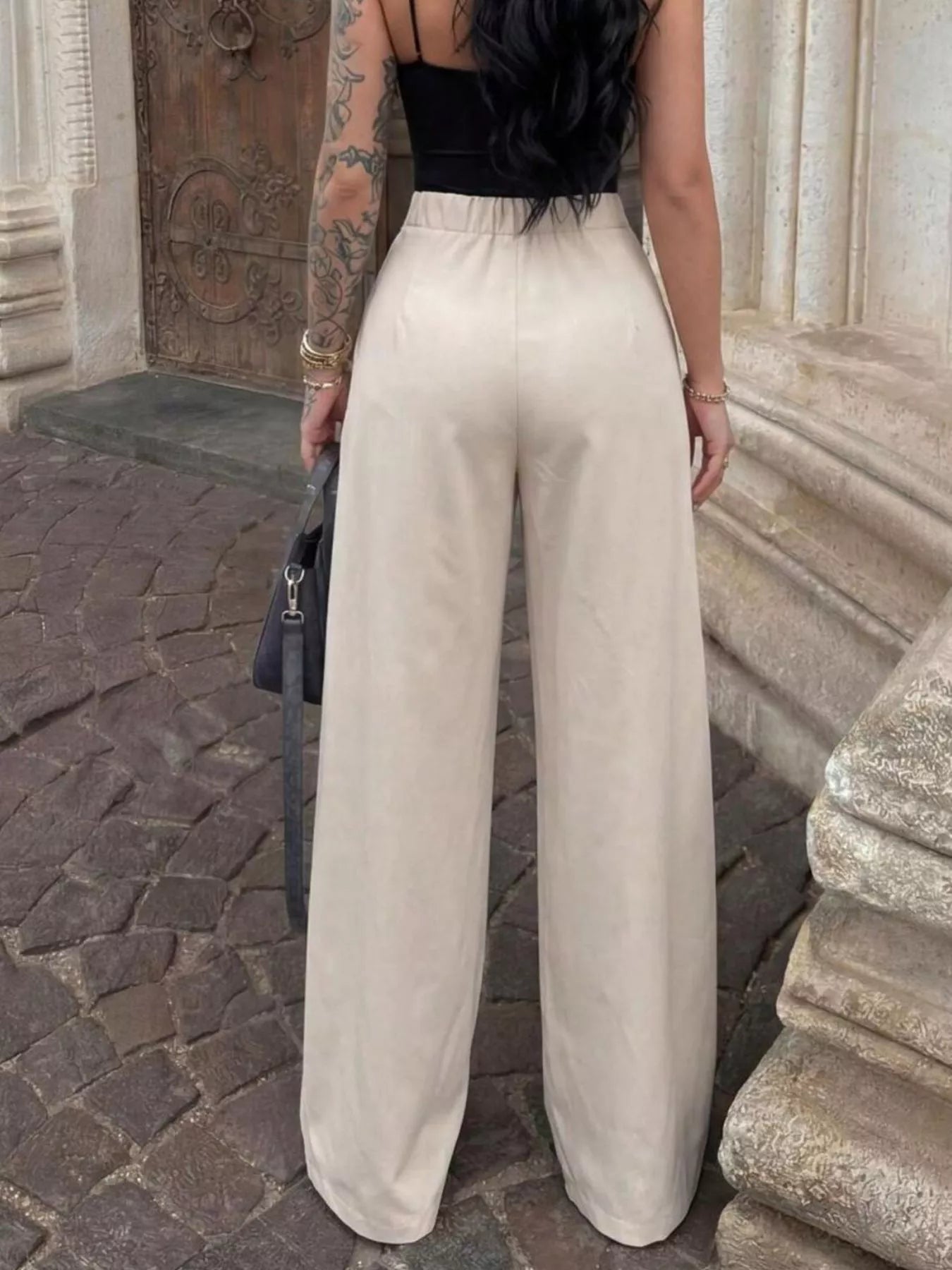 High-Waisted Pleated Wide Leg Pants