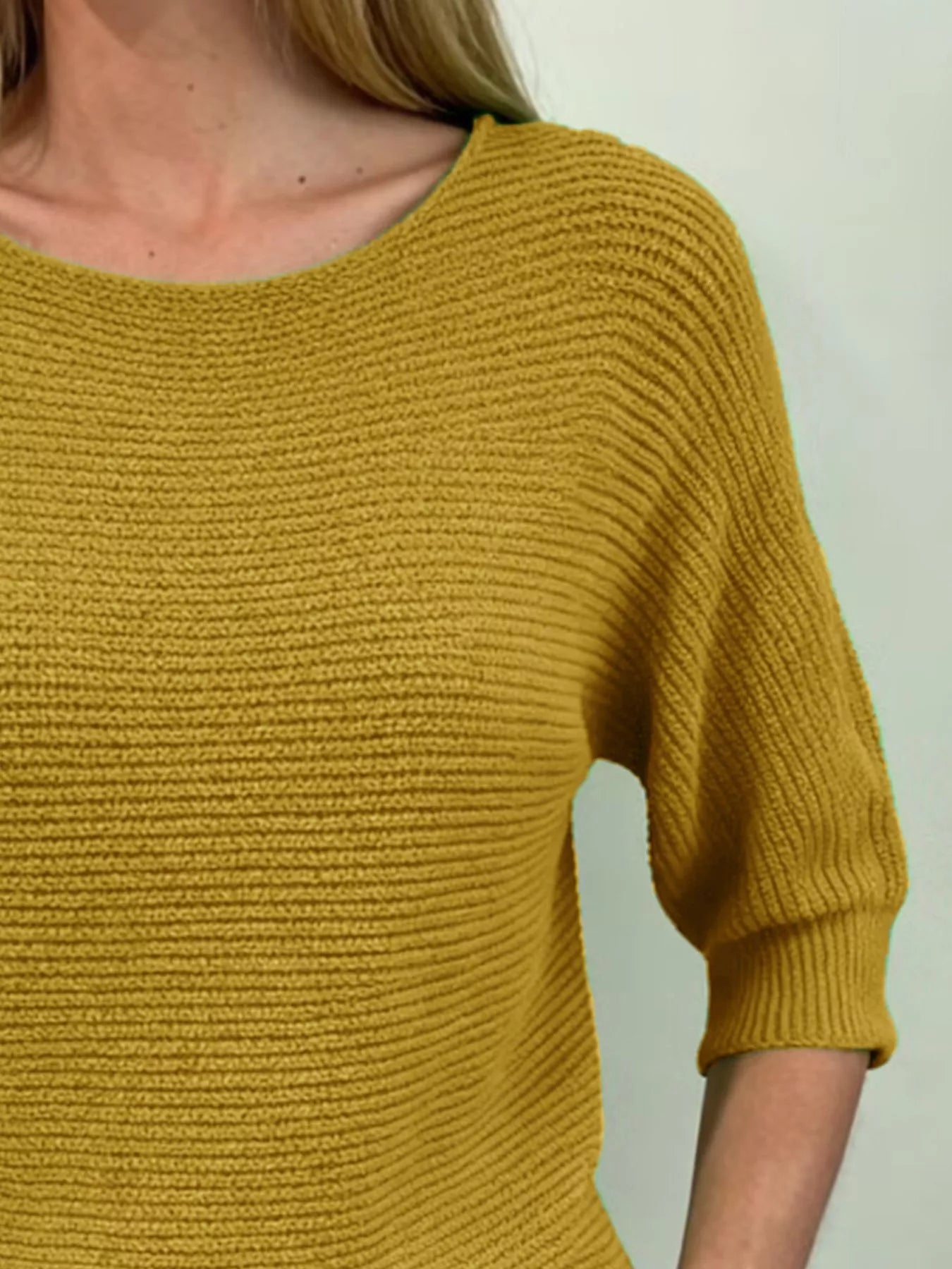 Full Size Ribbed Knit Round Neck Sweater Plus Size
