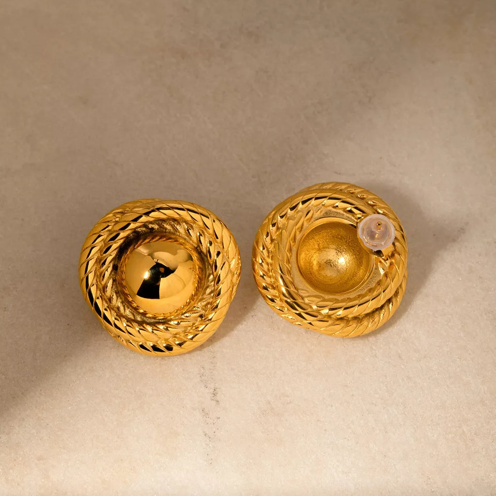 Twisted Rope Circle Stud Earrings