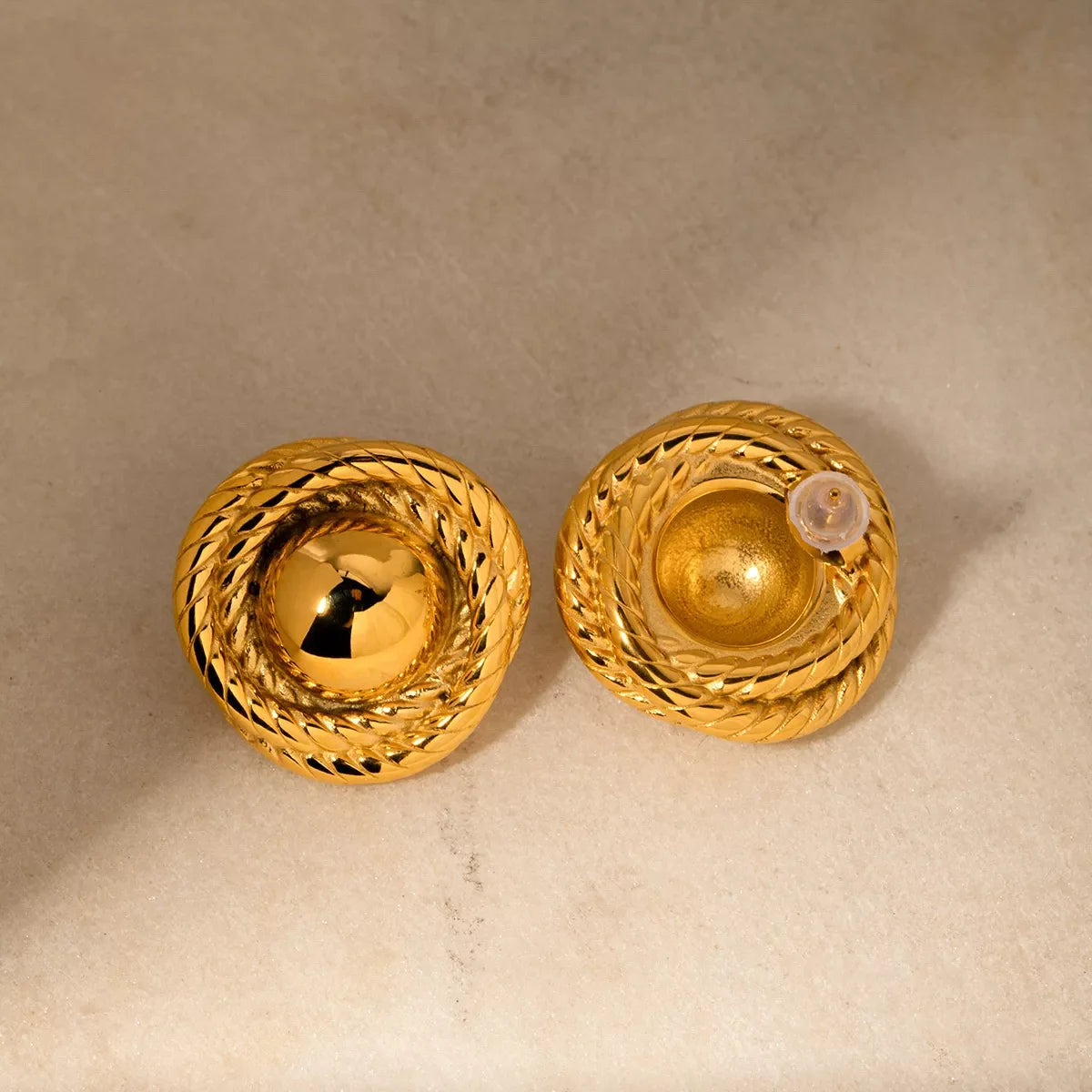 Twisted Rope Circle Stud Earrings
