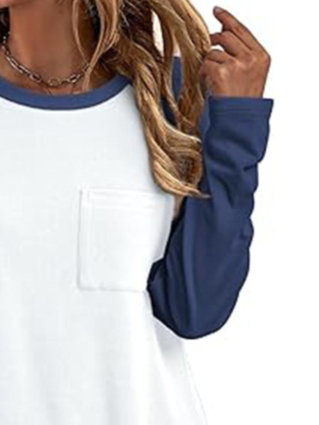 Round Neck Raglan Sleeve T-Shirt with Pocket