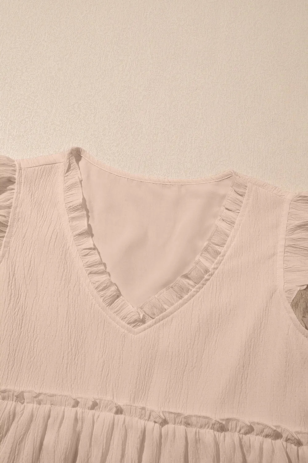 Ruffled Trim V Neck Flutter Flowy Top