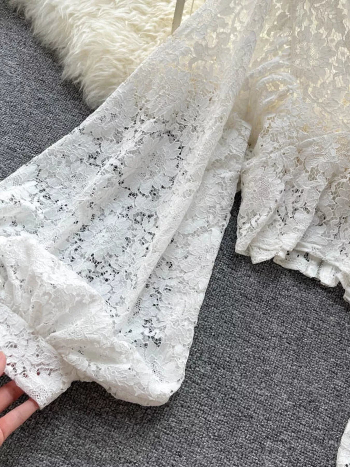 Lace Tie Back Long Sleeve Top