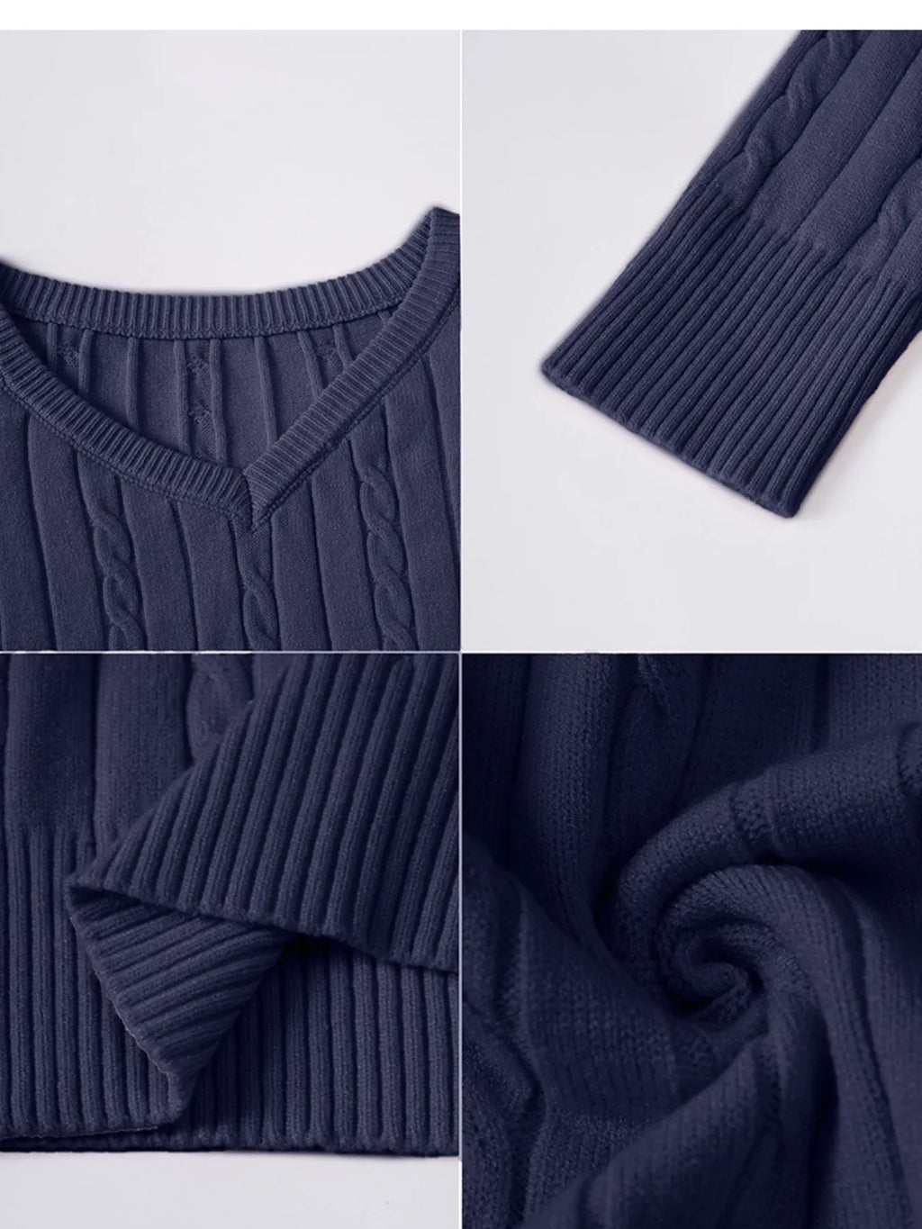 Cable Knit V-Neck Pullover Sweater