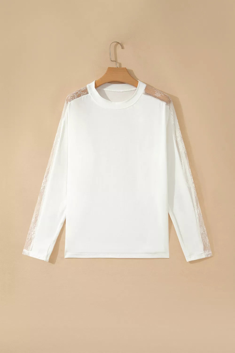 Lace Patchwork Round Neck Long Sleeve Top