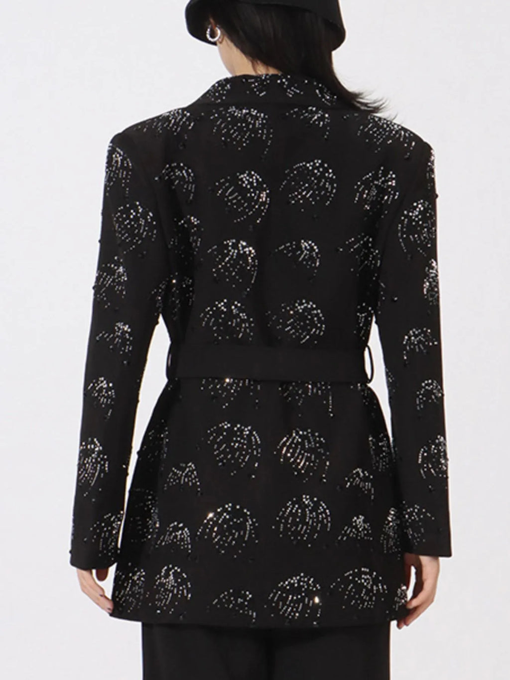 Rhinestone Button Down Long Sleeve Blazer