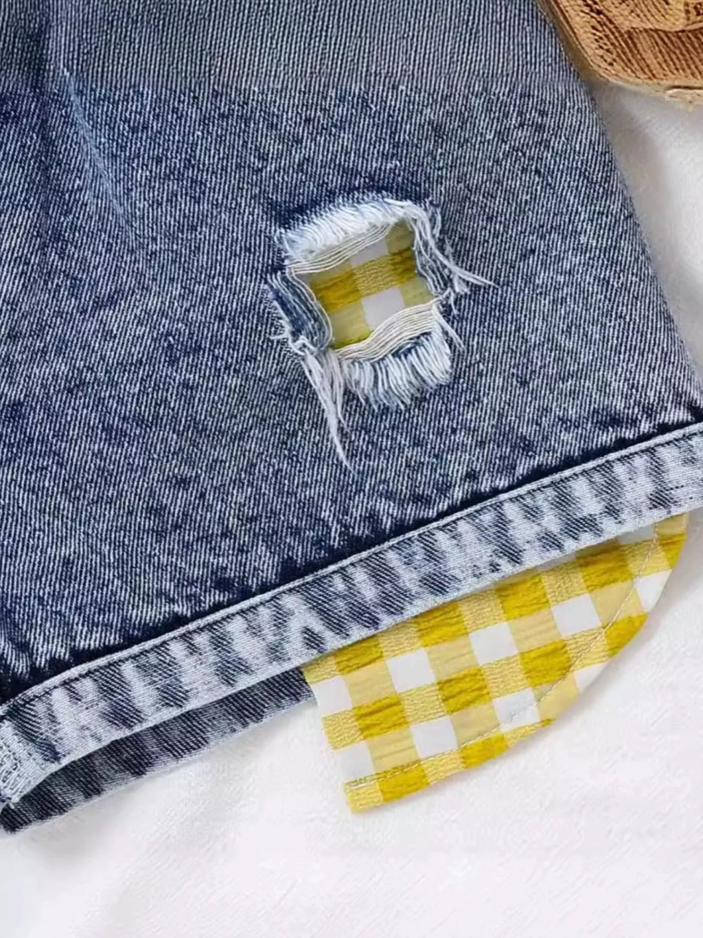 Children's Gingham Top & Denim Shorts Set