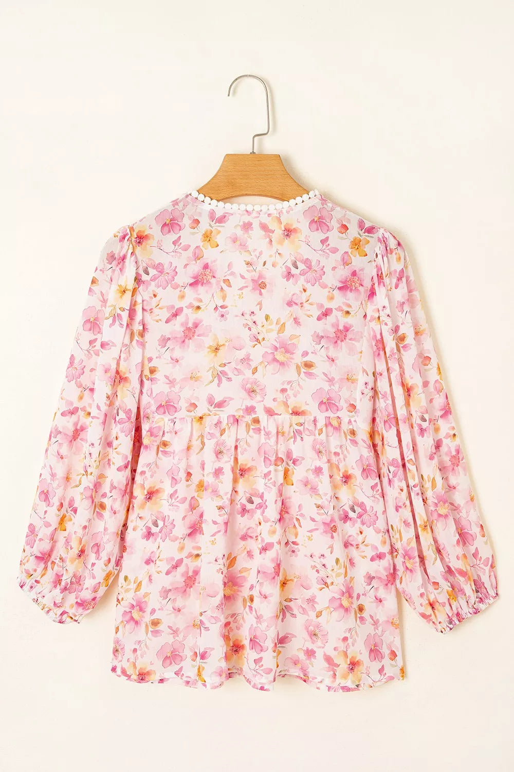 Floral Print Tie-Neck Blouse