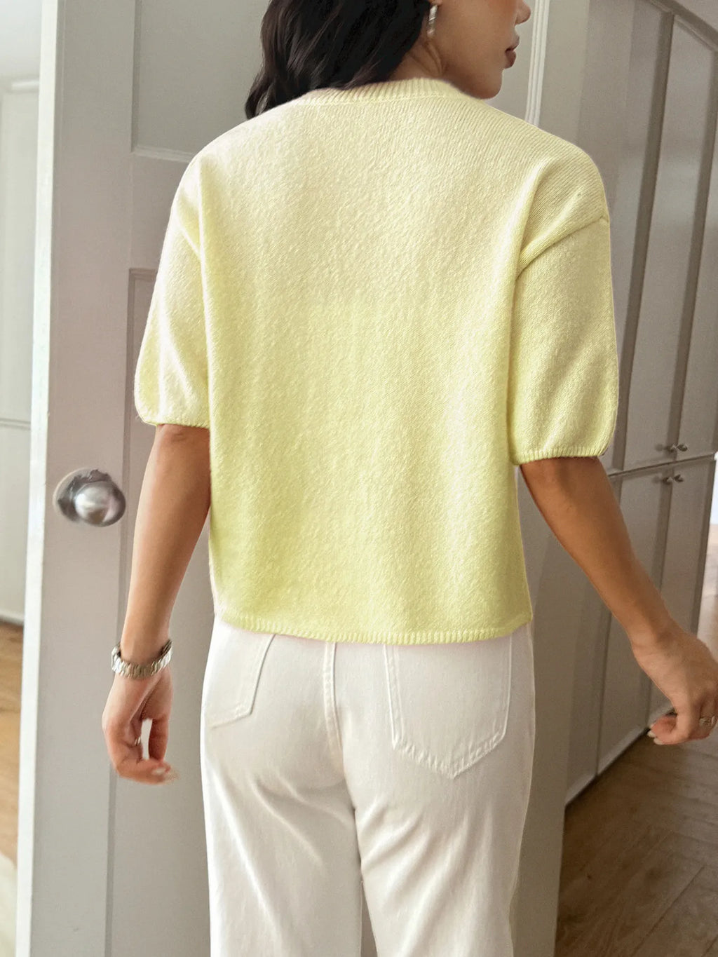 Ribbed Hem Round Neck Sweater