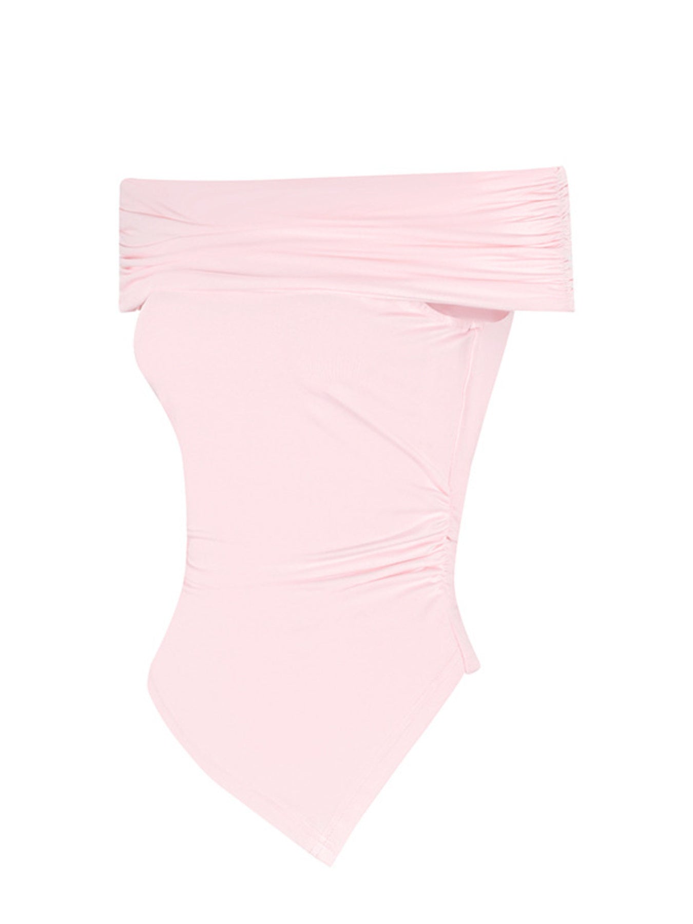 Off-Shoulder Ruched Asymmetrical Hem Top