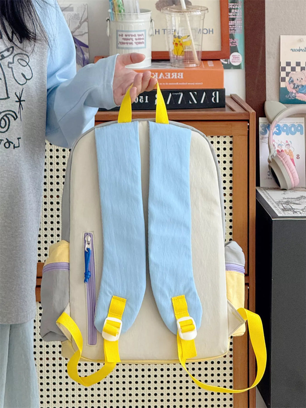 Color Block Lightweight Backpack Bag