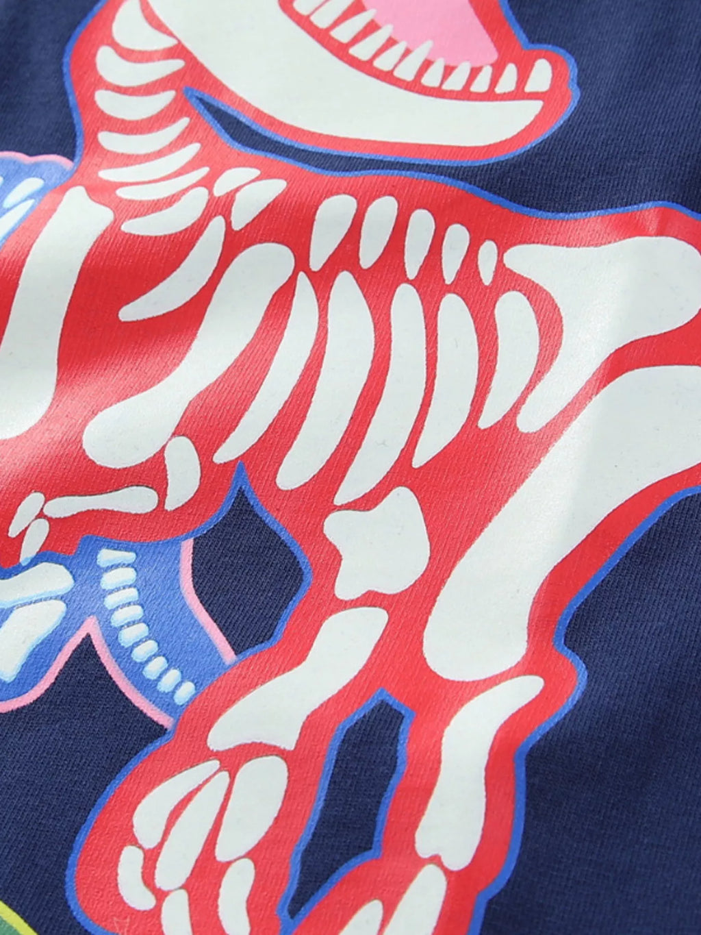 Children's Glow In The Dark Dinosaur Skeleton Graphic Crew Neck T-Shirt