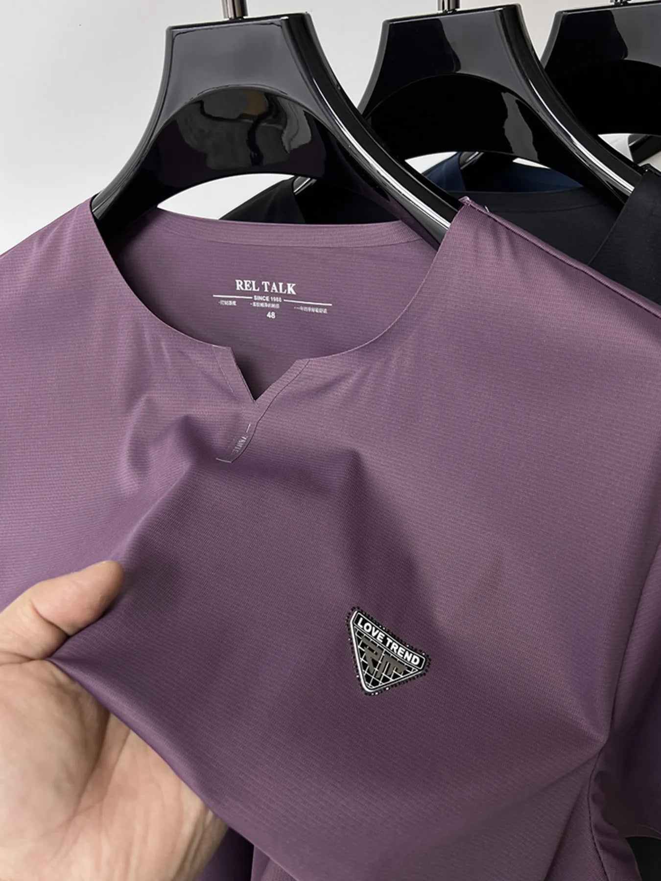 Men's Plus Size Notched Short Sleeve T-Shirt