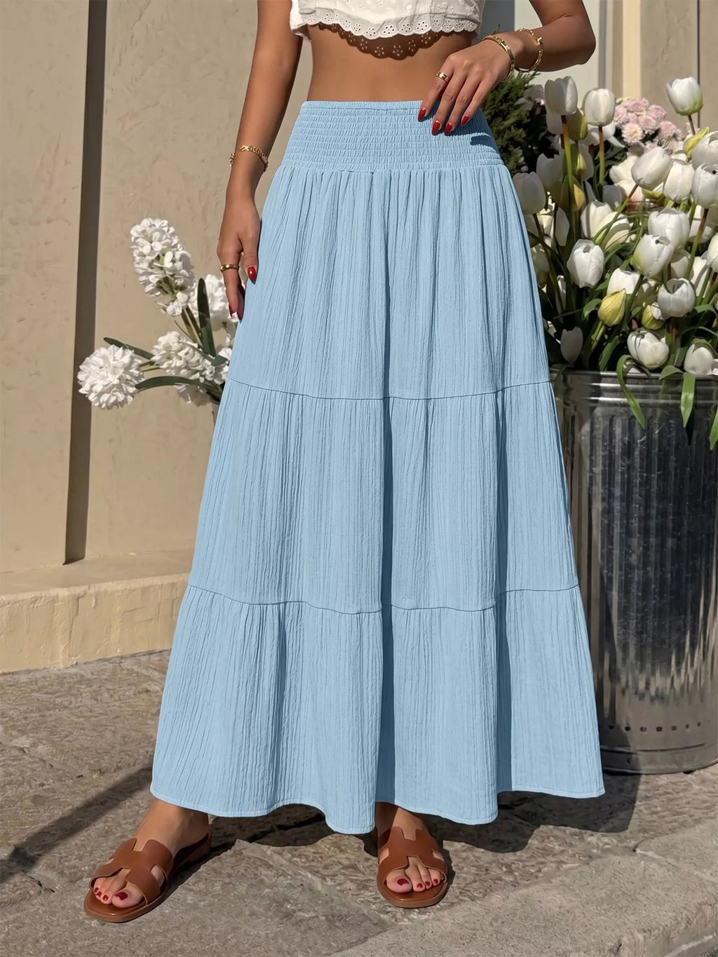 Tiered Flowy Maxi Skirt