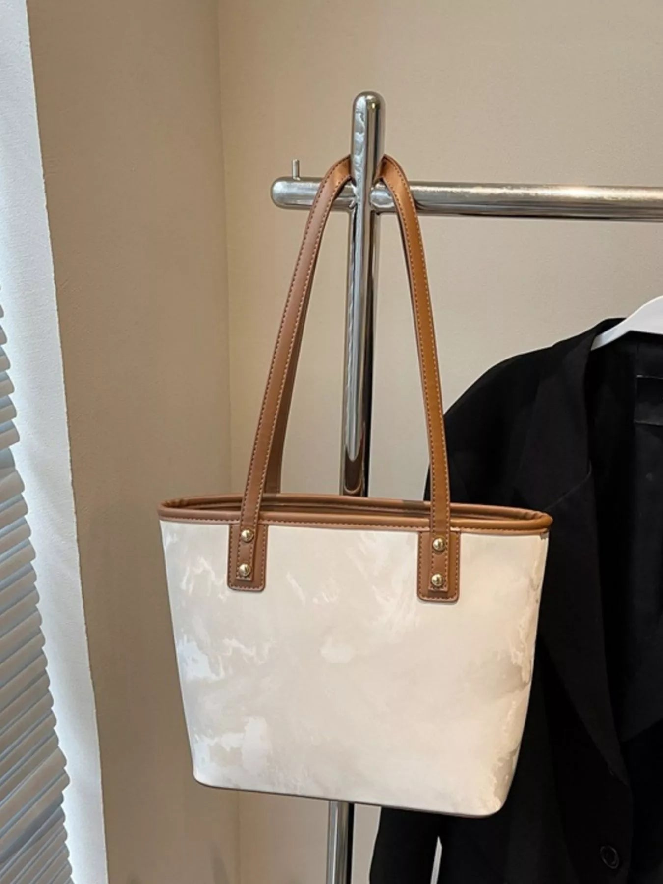 Tote Shoulder Bag with Bear Charm