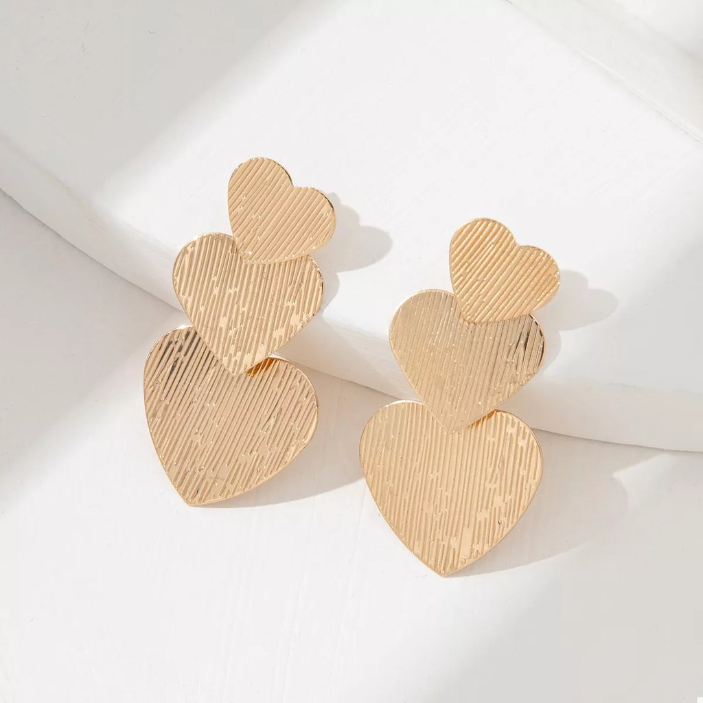 Golden Heart Dangle Earrings