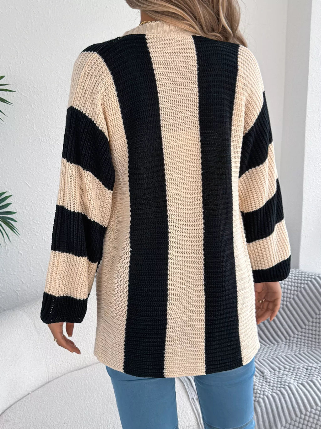 Color Block Button-Up Cardigan