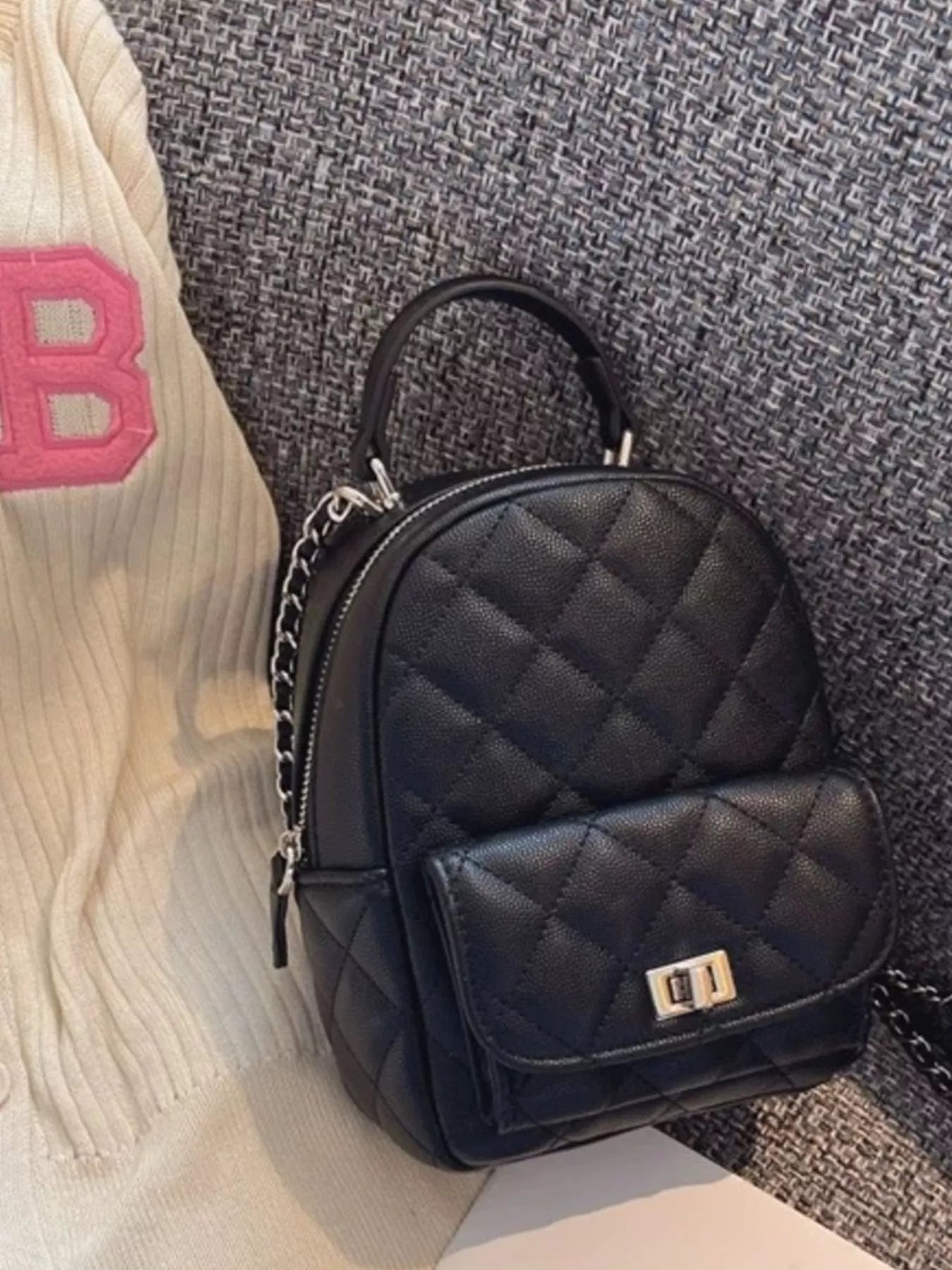 Quilted Mini Backpack Bag