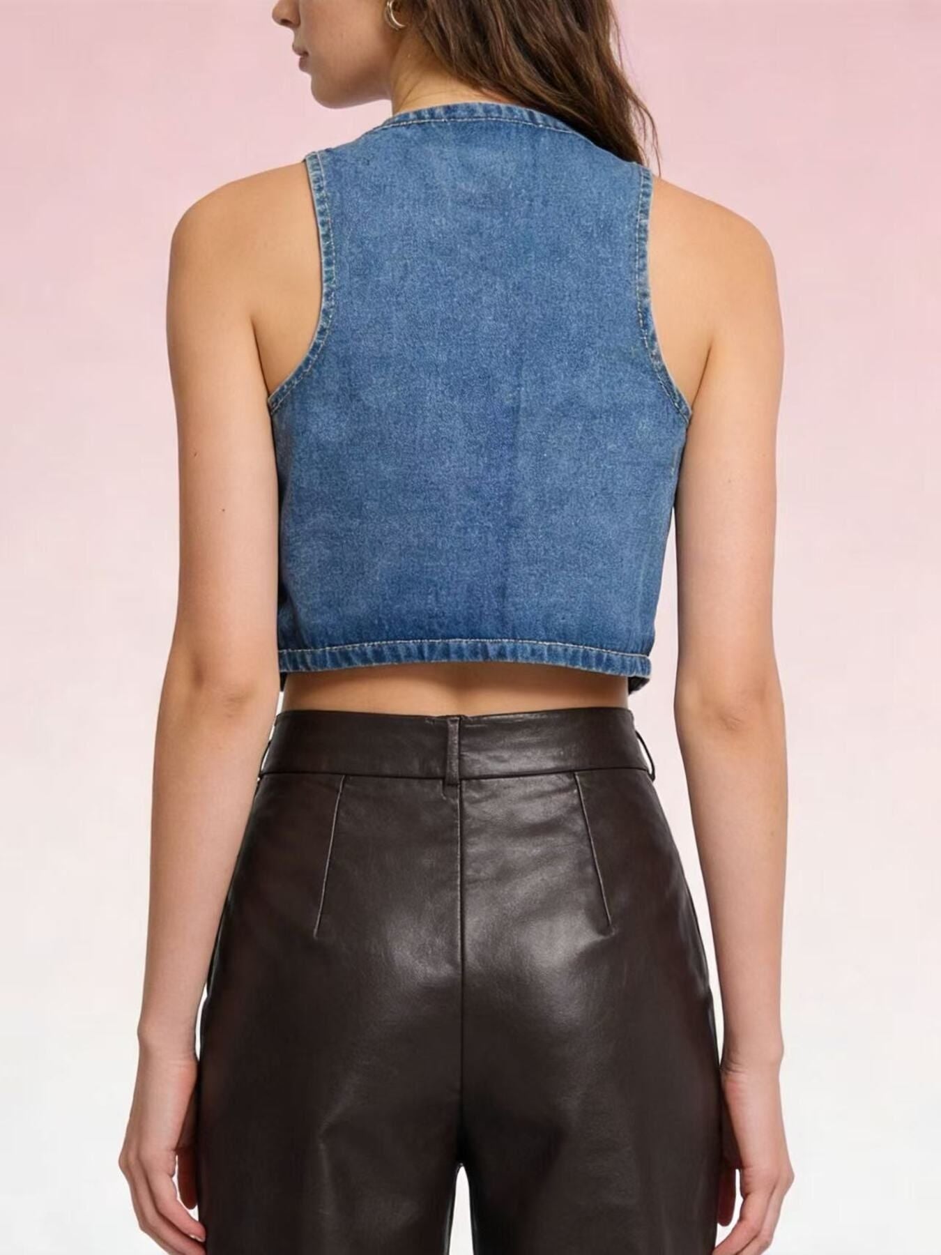 Button-Down Denim Vest