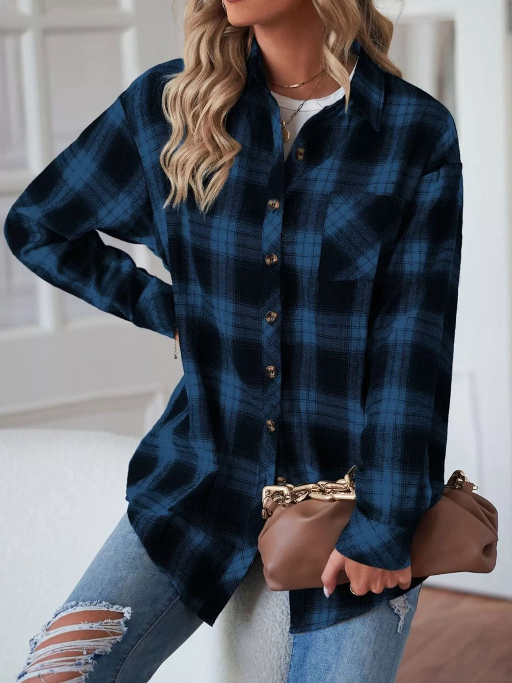 Casual Plaid Button Up Shirt