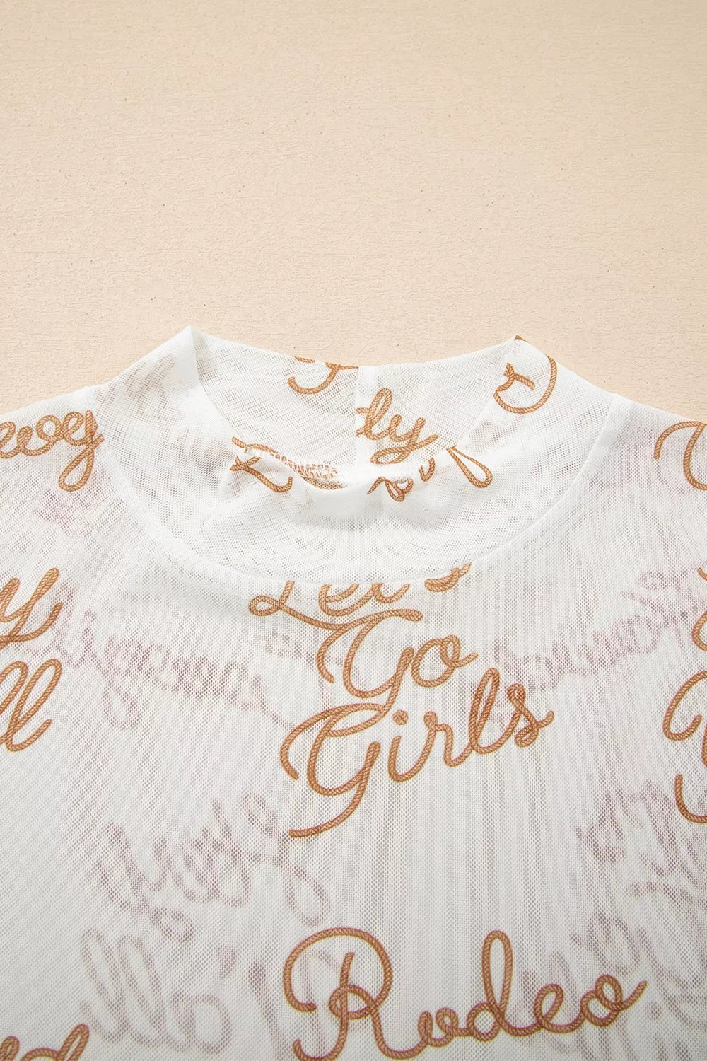 Howdy Hey Yall Mesh High Neck Long Sleeve Top
