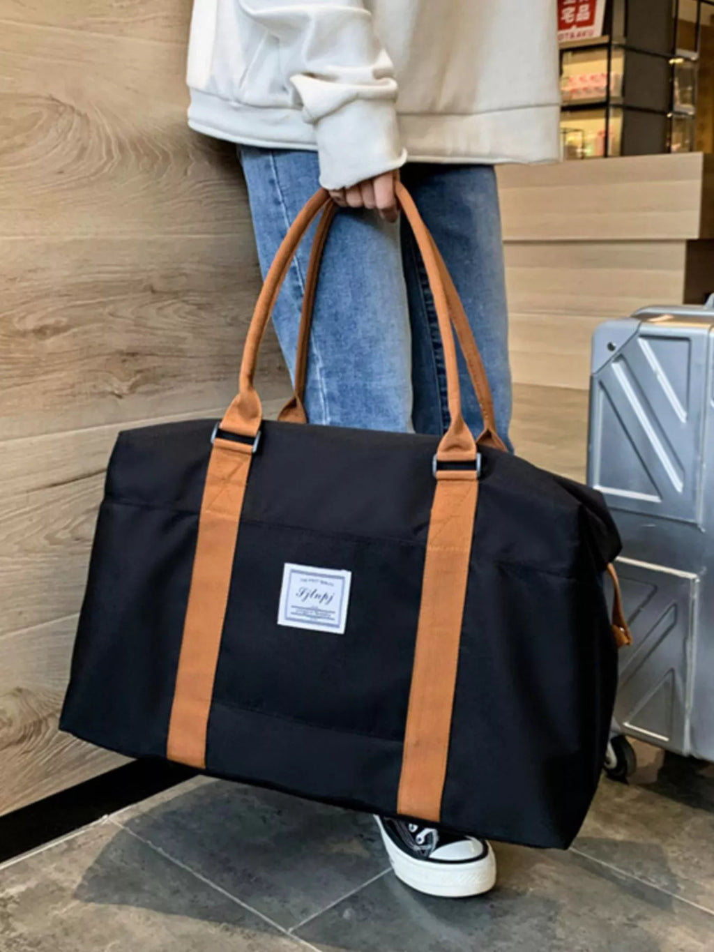 Contrast Straps Travel Bag
