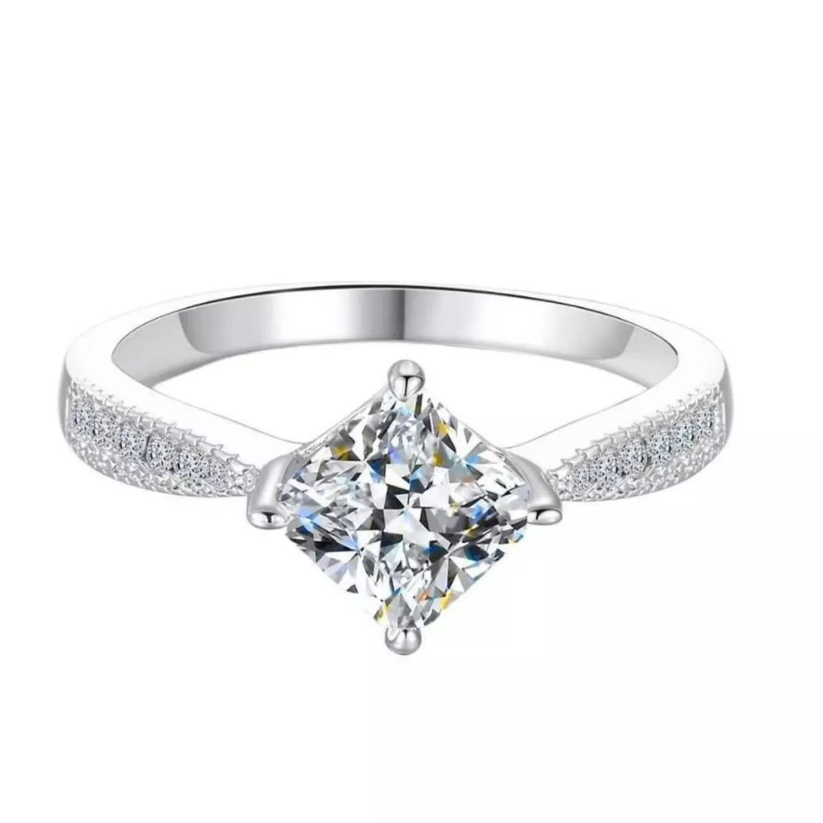 1 Carat 925 Sterling Silver Moissanite Geometric Ring