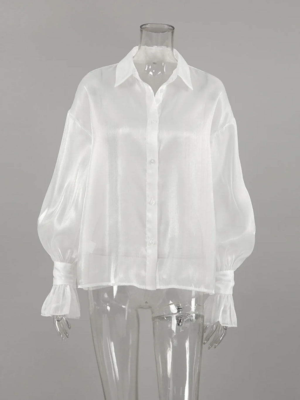 Button Up Flounce Sleeve Shirt