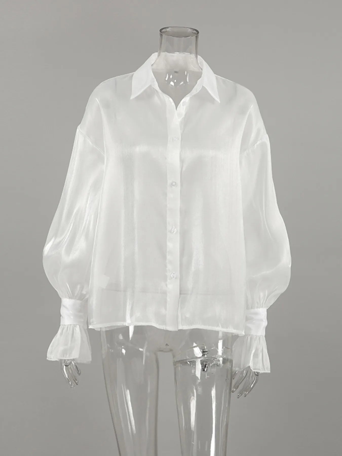 Button Up Flounce Sleeve Shirt