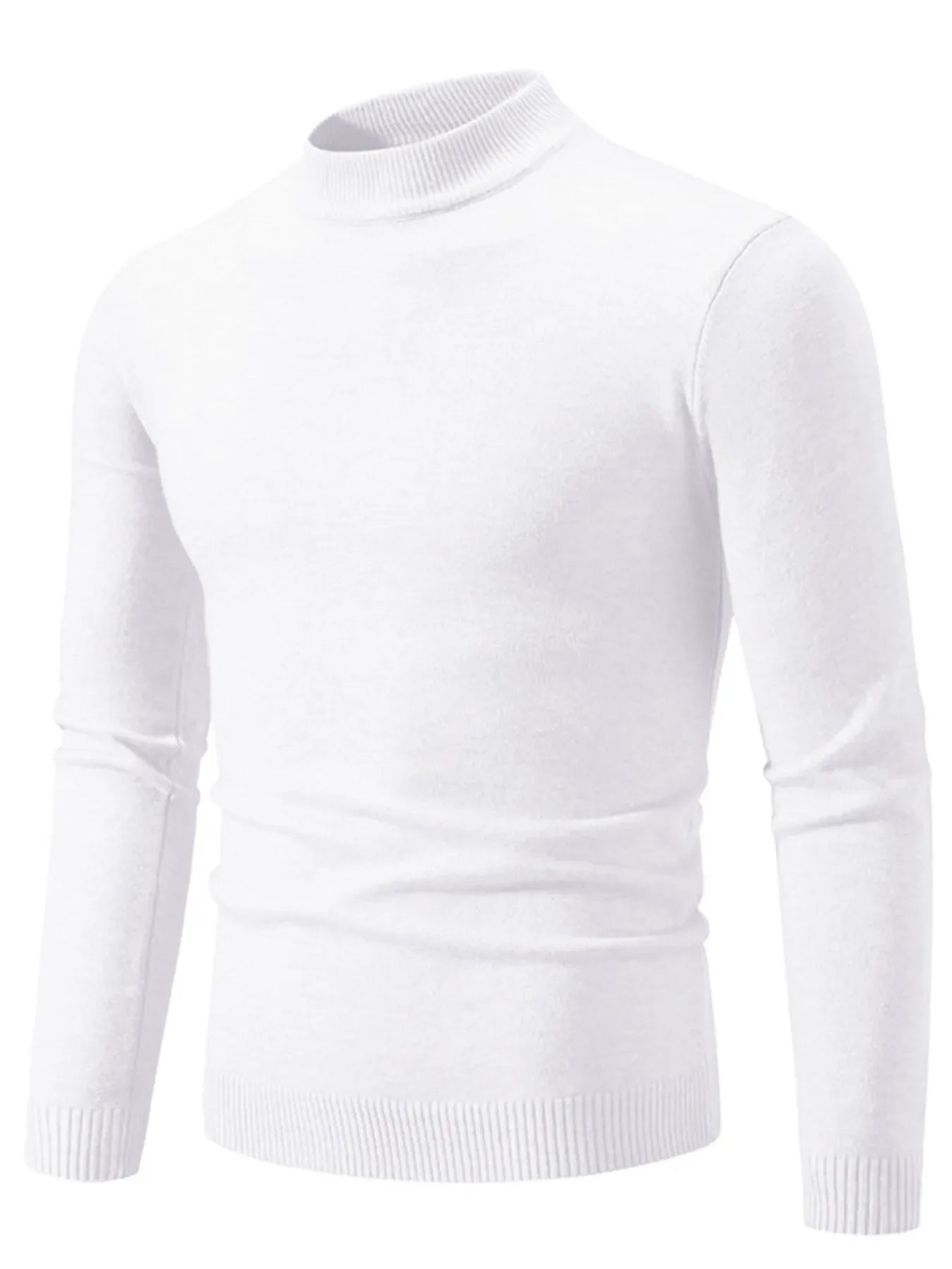 Men's Plus Size Ribbed Hem Mock Neck Long Sleeve Sweater