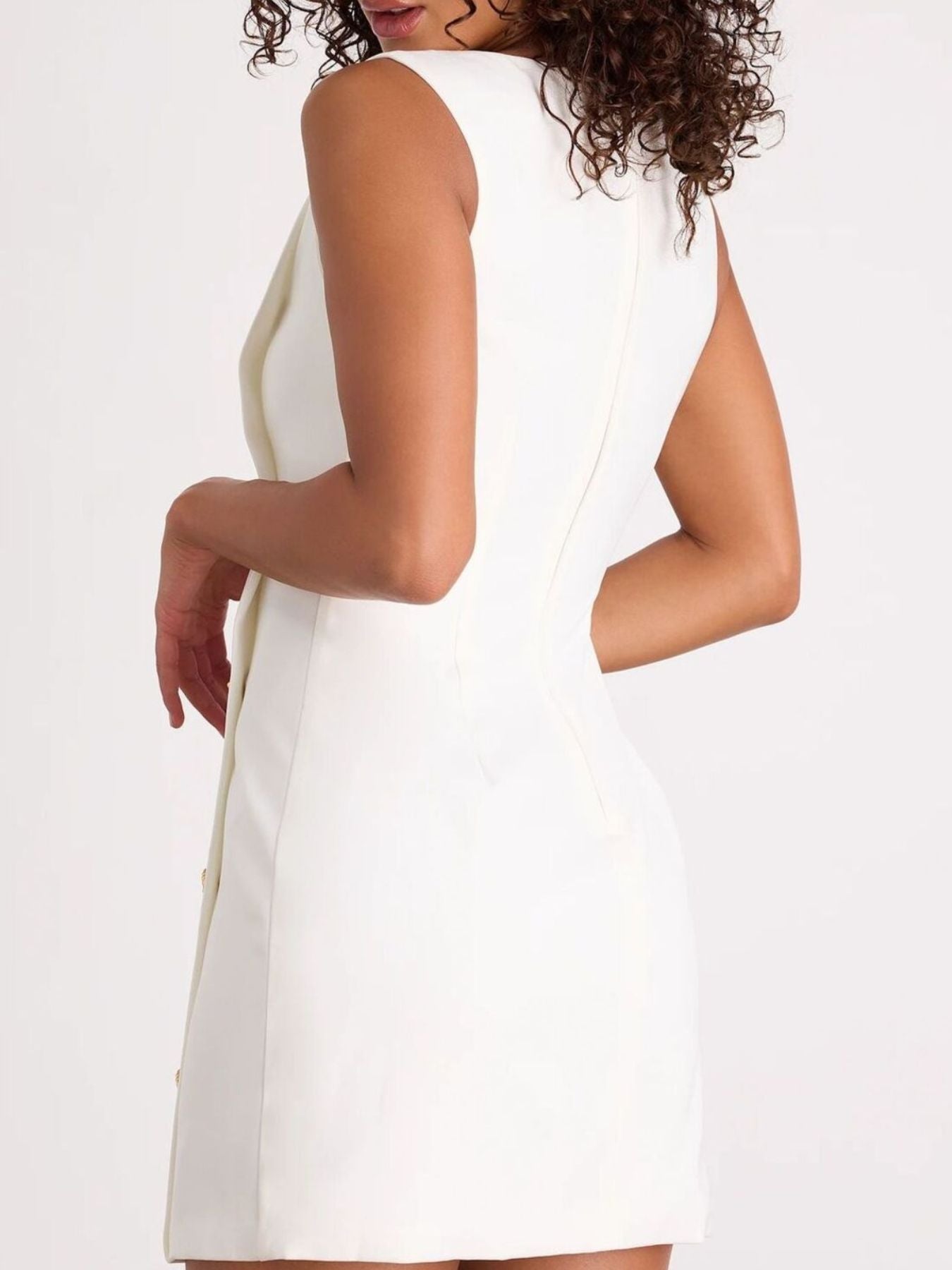 Button Decor Sleeveless Mini Dress