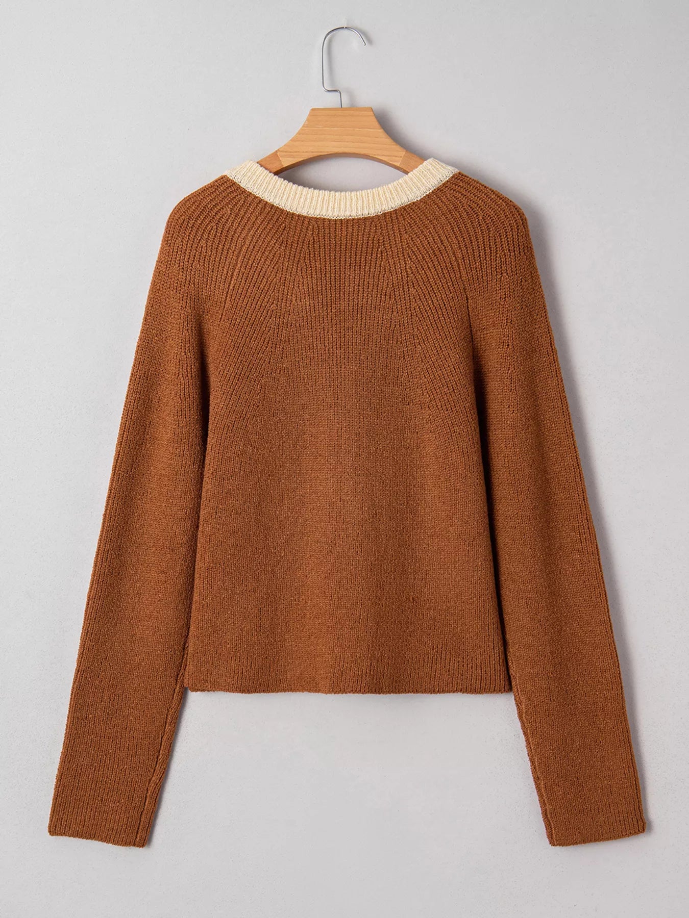 Contrast Knit V Neckline Cardigan
